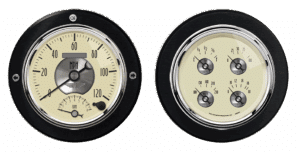 1954-1955 Chevy Truck Aluminum Adapter Rings w/ AutoMeter Prestige Series Gauges (8 mm indicators)