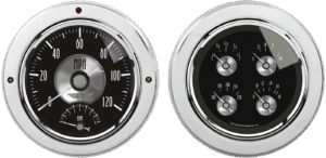 1954-1955 Chevy Truck Aluminum Adapter Rings w/ Auto Meter Prestige Series Gauges