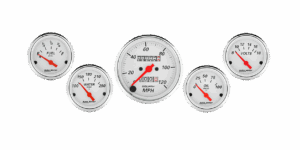 1300 Auto Meter Arctic White 5 Gauge Kit w/ Mechanical Speedometer (3 1/8" & 2 1/16")