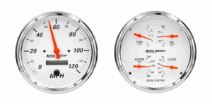 1303 AutoMeter Arctic White 2 Gauge Kit (5" Speedometer & Quad)