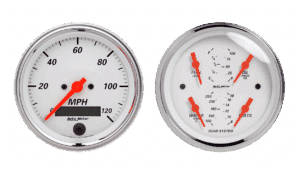 1308 Auto Meter Arctic White 2 Gauge Kit (3 3/8" Speedometer & Quad)