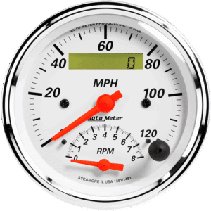 1381 Auto Meter Arctic White 3 3/8" Speedometer/Tachometer Combo Gauge (120 MPH / 8,000 RPM)