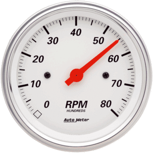 1390 Auto Meter Arctic White 3 3/8" In-Dash 8,000 RPM Tachometer