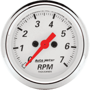 1397 Auto Meter Arctic White 2 1/16" In-Dash 7,000 RPM Tachometer