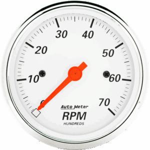 1398 Auto Meter Arctic White 3 1/8" In-Dash 7,000 RPM Tachometer