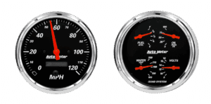 1403 AutoMeter Designer Black 2 Gauge Kit (5" Speedometer & Quad)