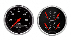 1408 Auto Meter Designer Black 2 Gauge Kit (3 3/8" Speedometer & Quad)