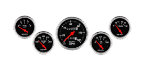 1420 Auto Meter Designer Black 5 Gauge Kit w/ Mechanical Speedometer (3 1/8" & 2 1/16")