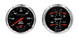 1452 AutoMeter Designer Black 2 Gauge Kit (5" Speedometer/Tach & Quad)
