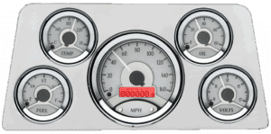 1960-1961 GMC Truck Billet Aluminum 5 Gauge Direct Fit Panel w/ Dakota Digital VHX-1050 Silver Alloy Gauges