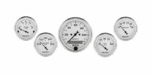 1602 Auto Meter Old Tyme White 5 Gauge Kit w/ Electric Speedometer (3 1/8" & 2 1/16")