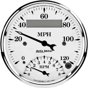 1681 Auto Meter Old Tyme White 3 3/8" Speedometer/Tachometer Combo Gauge (120 MPH / 8,000 RPM)