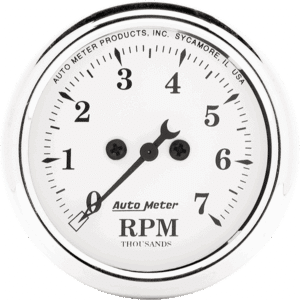 1694 Auto Meter Old Tyme White 2 1/16" In-Dash 7,000 RPM Tachometer