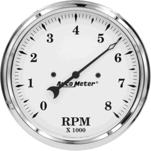 1699 Auto Meter Old Tyme White 5" In-Dash 8,000 RPM Tachometer