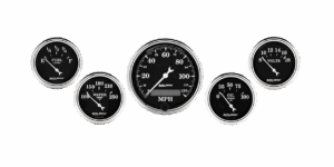 1709 Auto Meter Old Tyme Black 5 Gauge Kit w/ Electric Speedometer (3 1/8" & 2 1/16")