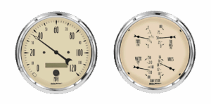 1803 Auto Meter Antique Beige 2 Gauge Kit (5" Speedometer & Quad)