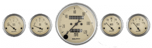 1808 AutoMeter Antique Beige 5 Gauge Kit w/ Mechanical Speedometer (3 1/8" & 2 1/16")
