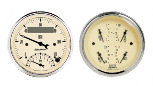 1820 Auto Meter Antique Beige 2 Gauge Kit (3 3/8" Speedometer/Tachometer & Quad)