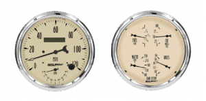 1852 Auto Meter Antique Beige 2 Gauge Kit (5" Speedometer/Tachometer & Quad)