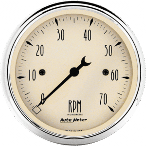 1898 AutoMeter 3 1/8" Antique Beige 7,000 RPM Tachometer