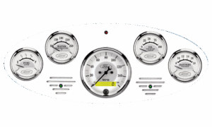 1934 Ford Truck Billet Aluminum Gauge Panel w/ Auto Meter Ford Masterpiece Silver Gauges