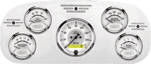 1935-1937 Ford Truck Billet Aluminum Gauge Panel w/ Auto Meter Ford Masterpiece Silver Gauges