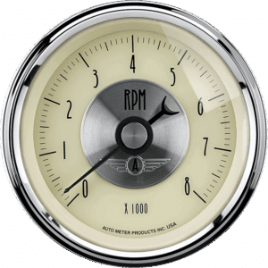 2097 Auto Meter Prestige Antique Ivory 3 3/8" In-Dash 8,000 RPM Tachometer