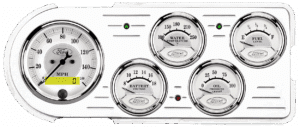 1948-1950 Ford Truck Aluminum Gauge Panel w/ Auto Meter Ford Masterpiece Silver Gauges