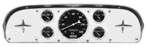 1957-1960 Ford Truck Aluminum Gauge Adapter Panel w/ AutoMeter Old Tyme Black Gauges