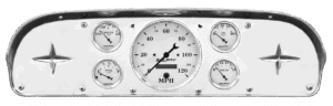 1957-1960 Ford Truck Aluminum Gauge Adapter Panel w/ AutoMeter Old Tyme White Gauges
