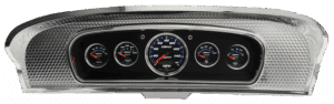 1965-1966 Ford Custom Cab Truck Brushed Black Anodized Aluminum Gauge Panel w/ Auto Meter Cobalt Gauges