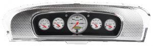 1965-1966 Ford Custom Cab Truck Brushed Black Anodized Aluminum Gauge Panel w/ Auto Meter Ultra-Lite Gauges