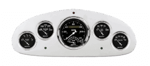 1934 Chevy Master Aluminum Gauge Panel w/ Auto Meter Street Rod Series Gauges (Speedo/Tach)