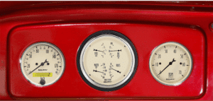1935-1936 Chevy Master or 1935-1939 Chevy Truck Gauge Adapters w/ Auto Meter Antique Beige Gauges