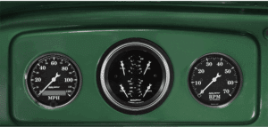 1935-1936 Chevy Master or 1935-1939 Chevy Truck Gauge Adapters w/ Auto Meter Old Tyme Black Gauges