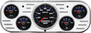1937-1938 Chevy Car Aluminum Gauge Panel w/ Auto Meter Cobalt Gauges