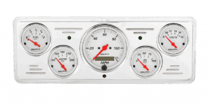 1939 Chevy Car Aluminum Gauge Panel w/ AutoMeter Arctic White Gauges