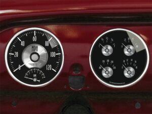 1951-1952 Chevy Car Billet Aluminum Adapter Rings w Auto Meter Prestige Series Gauges