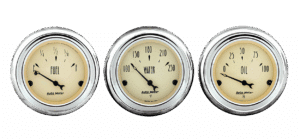 1961-62 Chevy Impala Aluminum Adapter Rings w/ Auto Meter Antique Beige Gauges