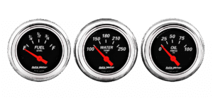 1961-62 Chevy Impala Aluminum Adapter Rings w/ Auto Meter Designer Black Gauges