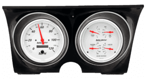 1967-68 Camaro / Firebird Billet Aluminum Gauge Panels w/ 5" Auto Meter Arctic White Gauges