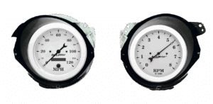 1968-1977 Chevy Corvette Adapter Rings w/ Auto Meter Old Tyme White Gauges