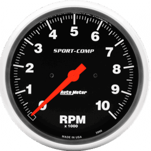 3990 Auto Meter Sport-Comp 5" In-Dash 10,000 RPM Tachometer