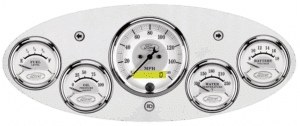 1932 Ford Car Aluminum Gauge Panel w/ Auto Meter Ford Masterpiece Silver Gauges