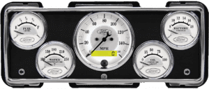 1940 Ford Car / 1940-1947 Ford Truck Aluminum Gauge Panel w/ Auto Meter Ford Masterpiece Silver Gauges