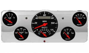 1940 Ford Deluxe Aluminum Gauge Panel w/ Auto Meter Designer Black Gauges