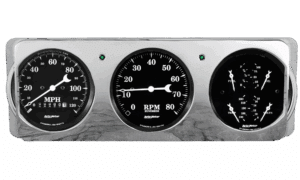 1940 Ford Deluxe Aluminum Gauge Panel w/ Auto Meter Old Tyme Black Gauges