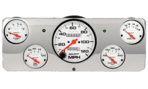 1940 Ford Deluxe Aluminum Gauge Panel w/ Auto Meter Phantom Gauges