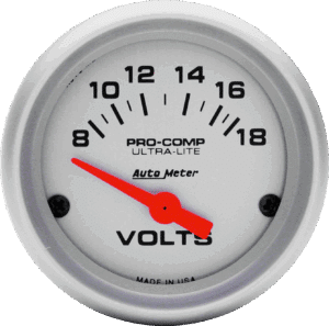 4391 AutoMeter Ultra-Lite 2-1/16" 8-18v Voltmeter