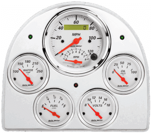 1952-1953 Ford Car Billet Aluminum Gauge Panel w/ Auto Meter Street Rod Series Gauges (Speedo/Tach)
